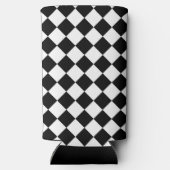 Zwart-wit dambord geruit vlag ontwerp seltzer blikjeskoeler (Achterkant)