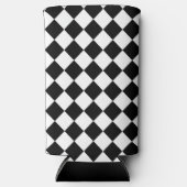 Zwart-wit dambord geruit vlag ontwerp seltzer blikjeskoeler (Voorkant)