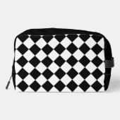 Zwart-wit dambord geruit vlag ontwerp toilettasje (Achterkant)