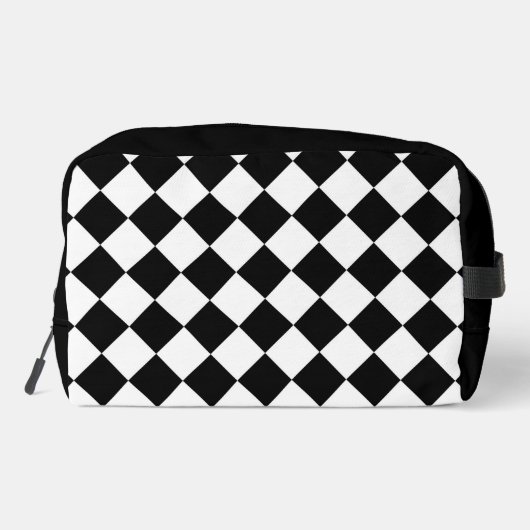 Zwart-wit dambord geruit vlag ontwerp toilettasje (Achterkant)