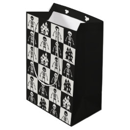 Zwart-wit dambord Halloween Medium Cadeauzakje