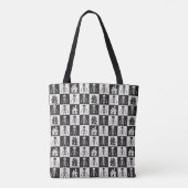Zwart-wit dambord Halloween Tote Bag (Achterkant)