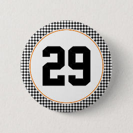 zwart wit dambord met kleurnummer ronde button 5,7 cm