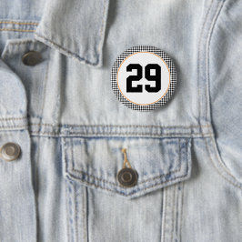 zwart wit dambord met kleurnummer ronde button 5,7 cm
