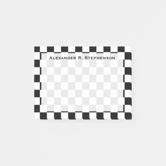 Zwart-wit dambord motief memoblaadjes post-it® notes (Voorkant)