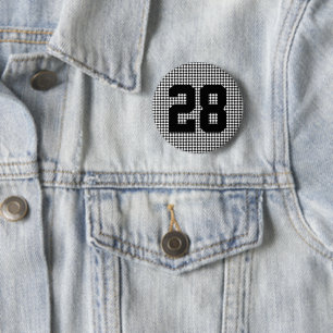 zwart wit dambord sportteam kleurnummer ronde button 5,7 cm