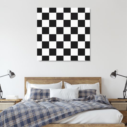 Zwart, wit dambord verpakt canvas (Insitu (Slaapkamer))