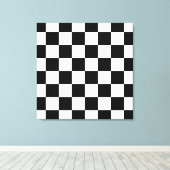 Zwart, wit dambord verpakt canvas afdruk (Insitu (Houten vloer))