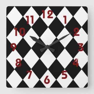 Zwart-wit dambordklok vierkante klok