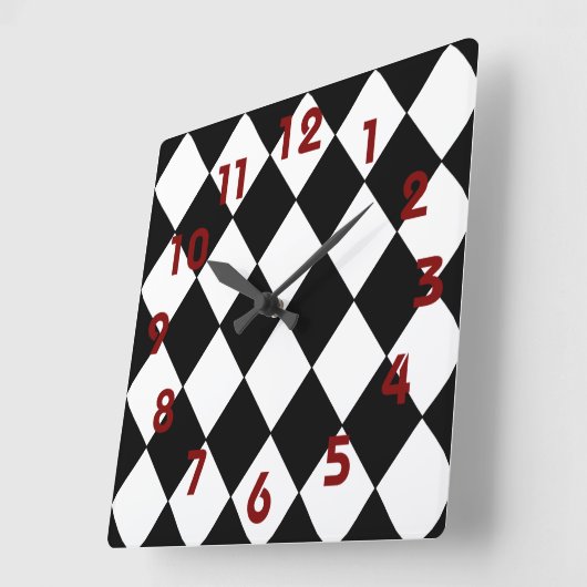 Zwart-wit dambordklok vierkante klok (Hoek)