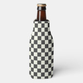 Zwart-wit dambordpatroon flesjeskoeler (Fles Voorkant)
