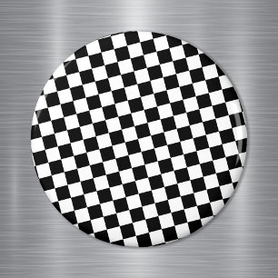 Zwart-wit dambordpatroon magneet