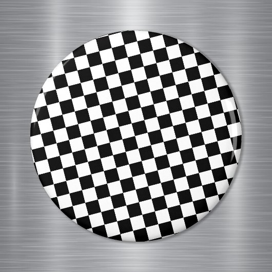 Zwart-wit dambordpatroon magneet