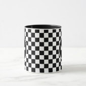 Zwart-wit dambordpatroon met monogram mok (Midden)