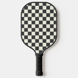 Zwart-wit dambordpatroon pickleball paddle