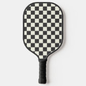 Zwart-wit dambordpatroon pickleball paddle (Achterkant)
