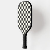 Zwart-wit dambordpatroon pickleball paddle (Links)