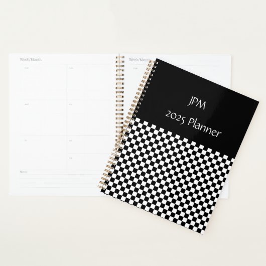 Zwart-wit dambordpatroon planner (Display)