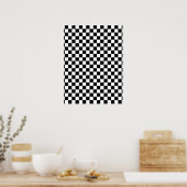 Zwart-wit dambordpatroon poster (Keuken)