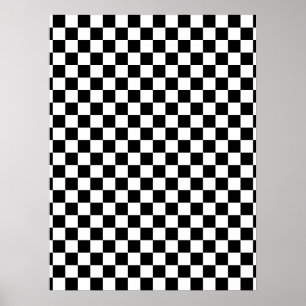Zwart-wit dambordpatroon poster