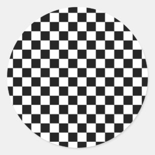Zwart-wit dambordpatroon ronde sticker