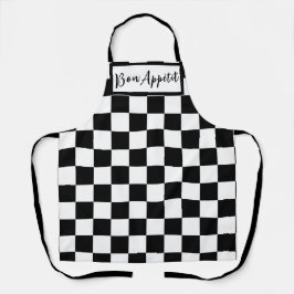 Zwart-wit dambordpatroon schort