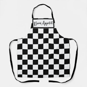 Zwart-wit dambordpatroon schort