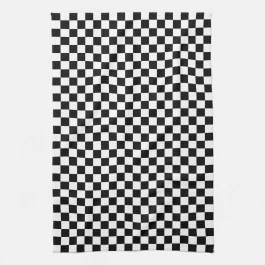 Zwart-wit dambordpatroon theedoek (Verticaal)