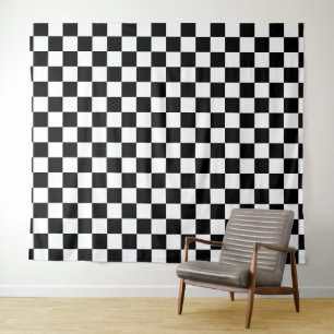 Zwart-wit dambordpatroon wandkleed