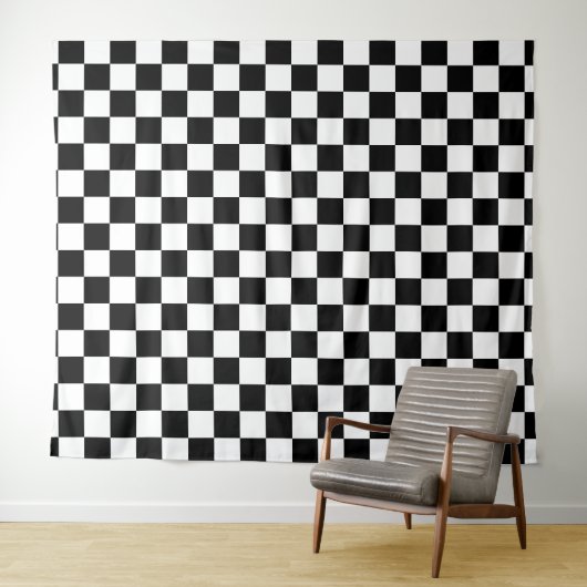 Zwart-wit dambordpatroon wandkleed (In Situ (horizontaal))