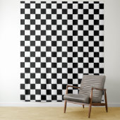 Zwart-wit dambordpatroon wandkleed (In situ)