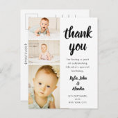 Zwart-wit Dank je Baby verjaardag Foto Briefkaart (Voorkant / Achterkant)