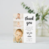 Zwart-wit Dank je Baby verjaardag Foto Briefkaart (Staand voorkant)