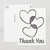 Zwart-wit dank je hart bruiloft briefkaart (Voorkant / Achterkant)