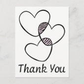 Zwart-wit dank je hart bruiloft briefkaart (Voorkant)