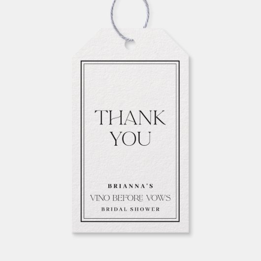 Zwart & Wit Dank je Vino voor geloften Cadeaulabel (Achterkant)