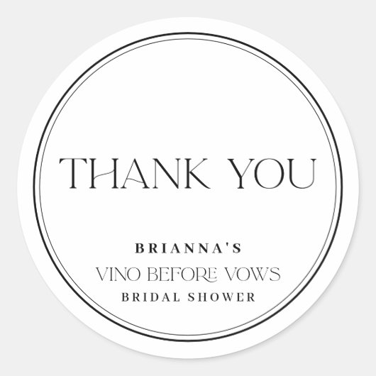Zwart & Wit Dank je Vino voor geloften Ronde Sticker (Voorkant)