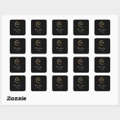 Zwart Wit Dank Monogram Gouden Ring Save De Datum Vierkante Sticker (Vel)