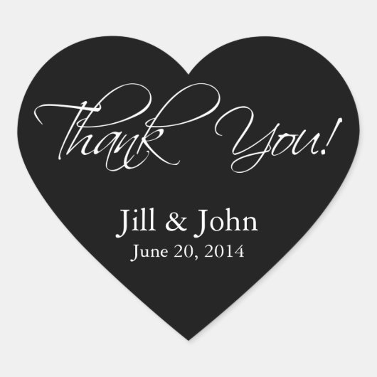 Zwart wit dank u bruiloft gunst Stickers (Voorkant)