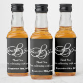 Zwart-wit dank u bruiloft likeurfles etiket (Flessen)