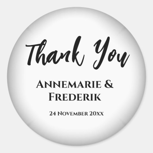Zwart & Wit Dank u bruiloft Sticker (Voorkant)
