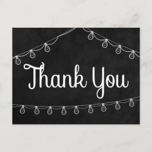 Zwart & Wit Dank u Chalkboard String Lights Briefkaart