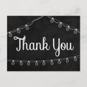 Zwart & Wit Dank u Chalkboard String Lights Briefkaart (Voorkant)