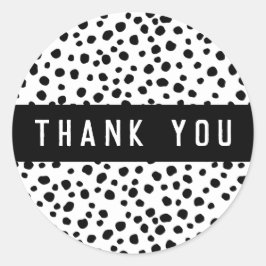 Zwart-wit Dank u Dalmatiaans Stippen Patroon Ronde Sticker