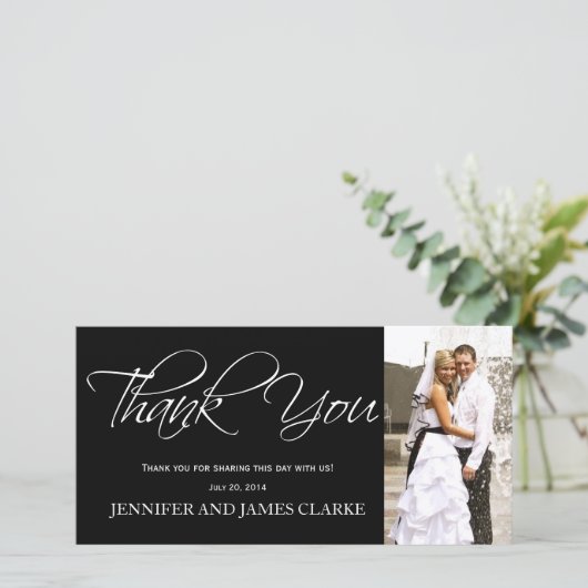 Zwart Wit Dank u Foto Kaarten (Staand voorkant)