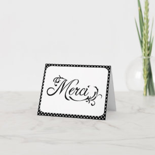 Zwart-wit dank u Kaart "Merci"