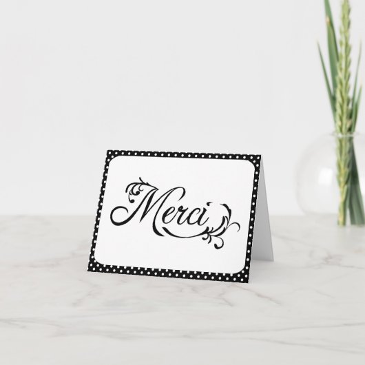 Zwart-wit dank u Kaart "Merci" (Voorkant)