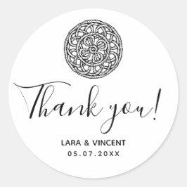 Zwart-wit Dank u macrame stijl Vierkante Sticker