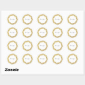 Zwart Wit Dank u Monogram Gouden krans Ronde Sticker (Vel)