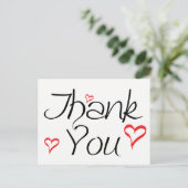 Zwart-wit Dank u Rode Liefde Hearts Briefkaart (Staand voorkant)